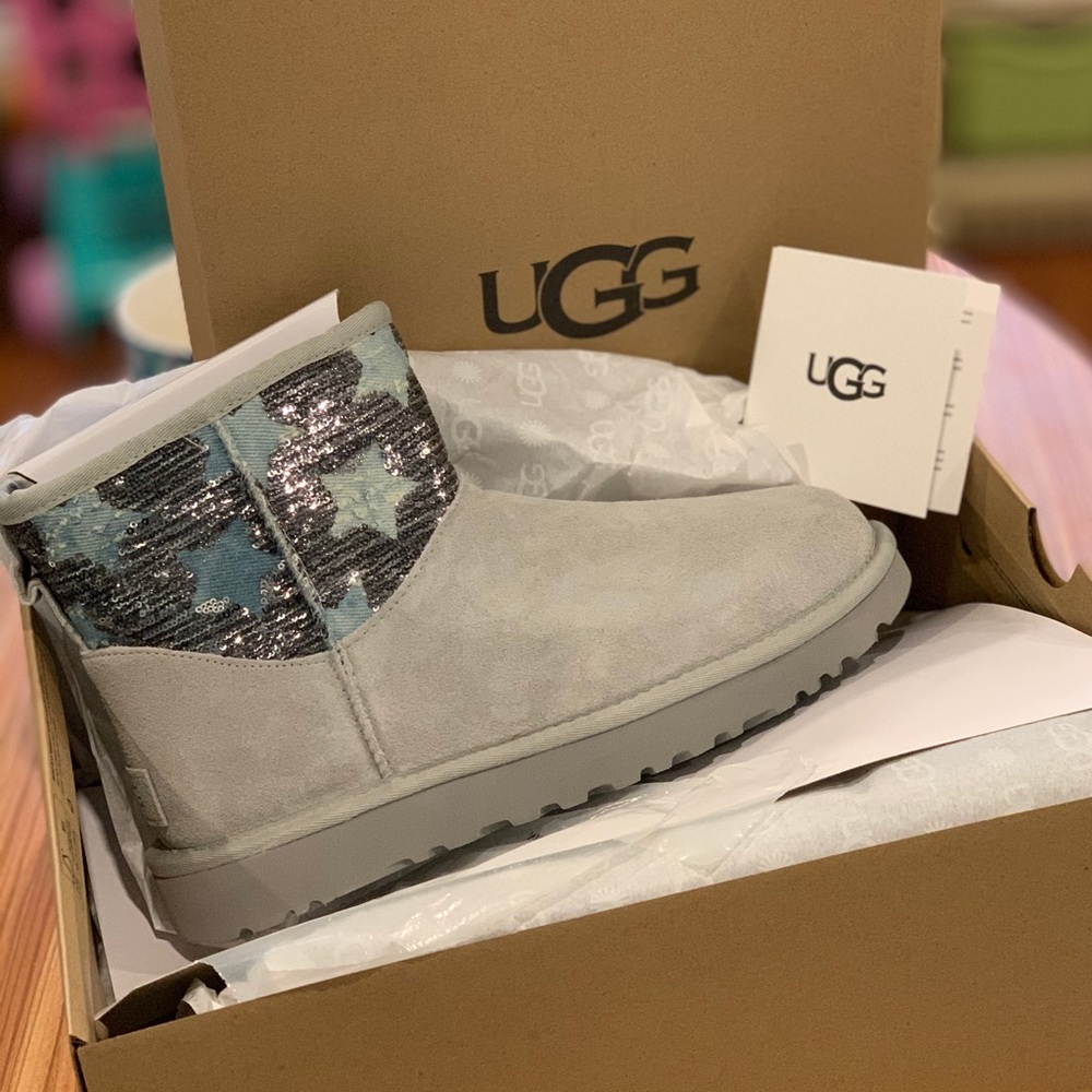Gray Violet Sequin Star Classic Mini UGG